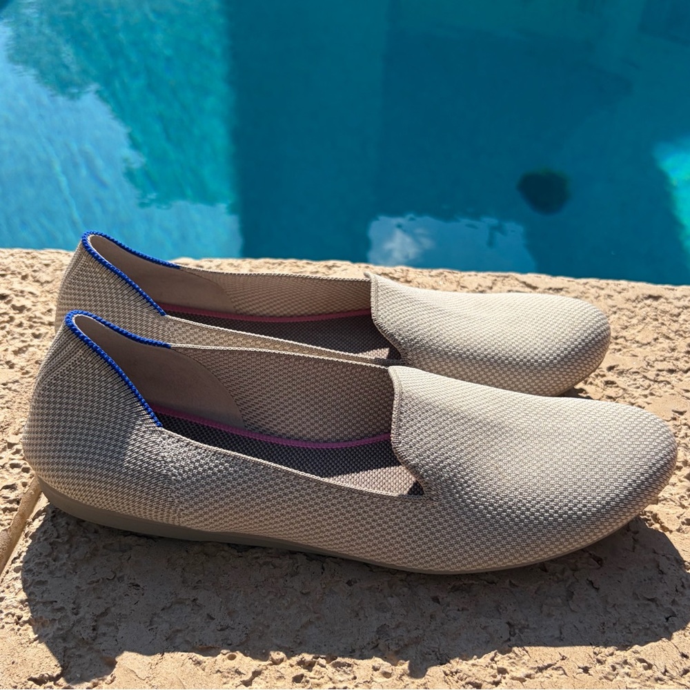 Rothy’s The Loafer Linen Double Stitch Women’s 10.5 Beige Flats